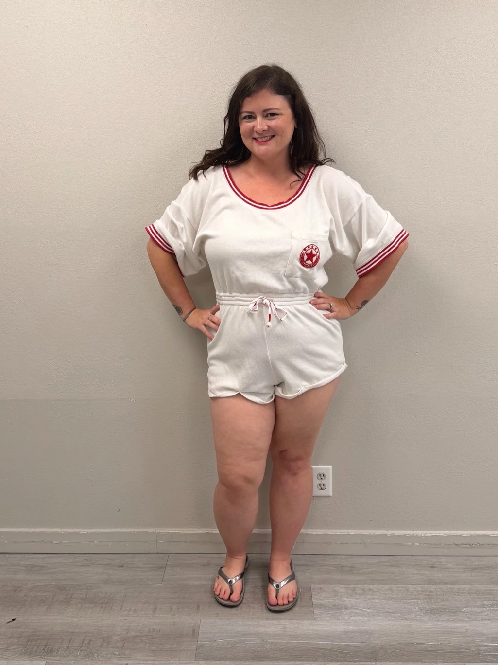 Anthropologie White Short Sleeve Romper - Size Large